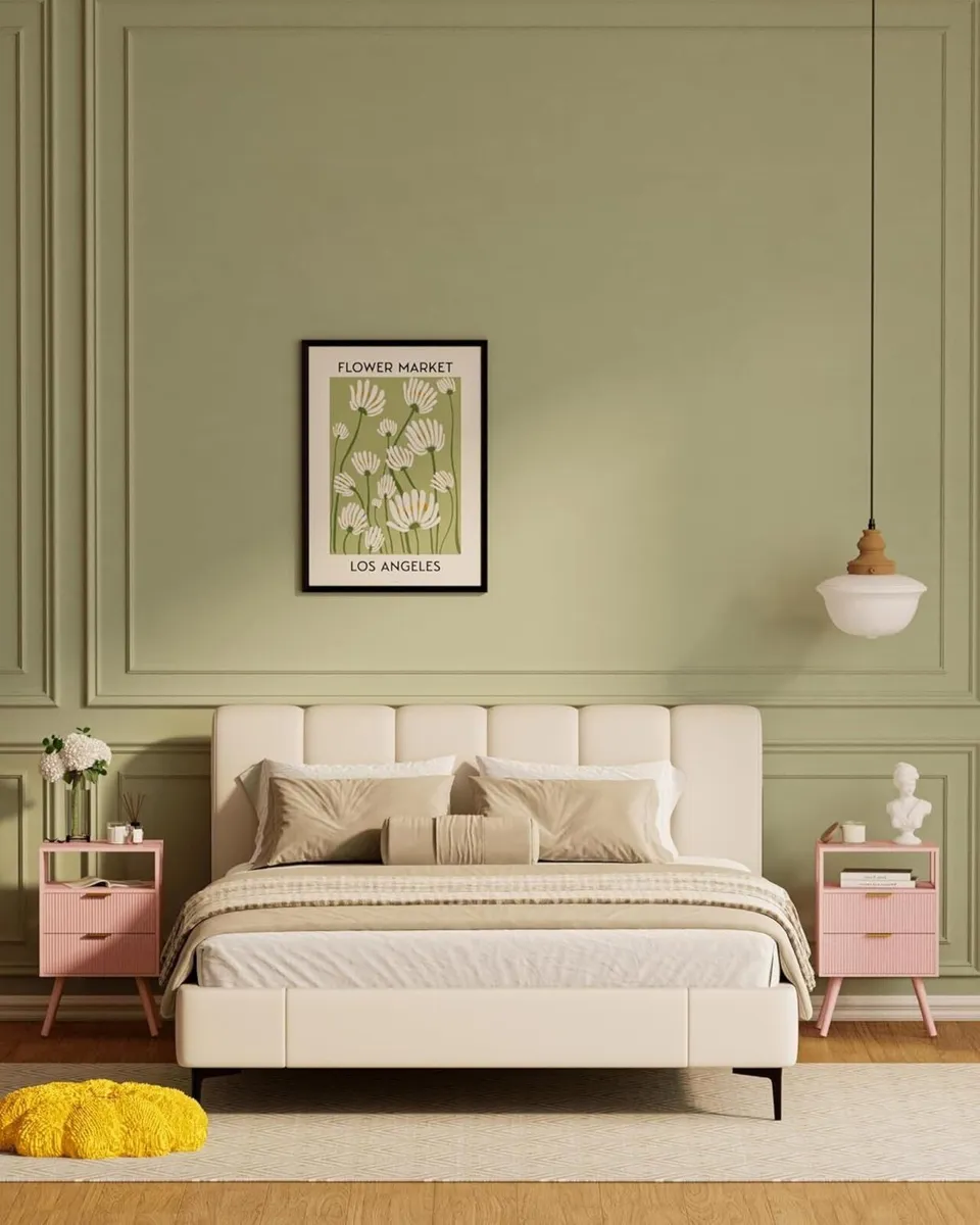 Wooden Bedside Table Nightstand with 2 Storage - Image 3