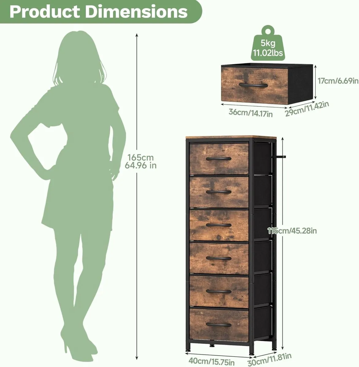 6-Drawer Chest of Drawers Fabric Storage Cabinet - Image 2