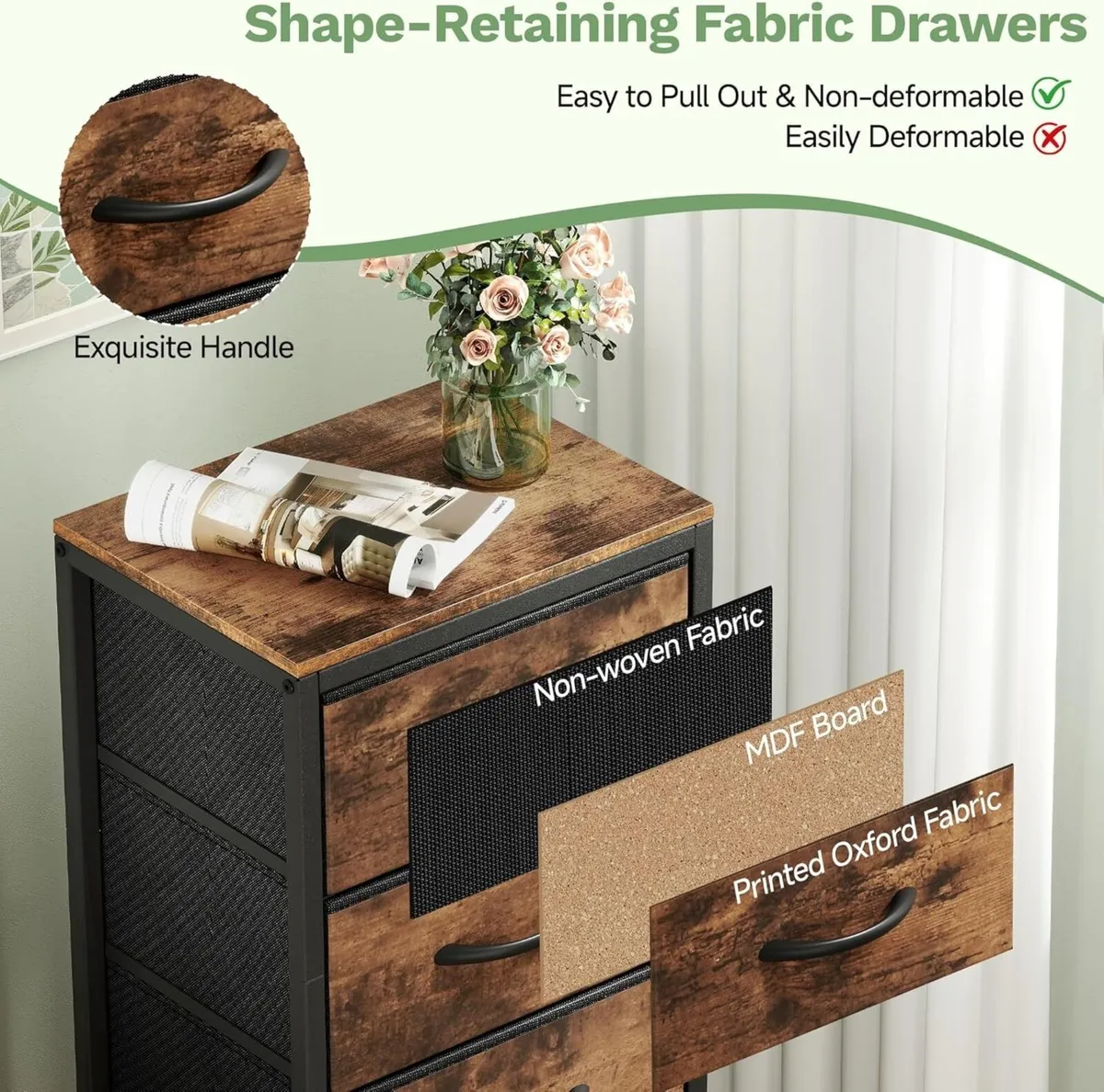 6-Drawer Chest of Drawers Fabric Storage Cabinet - Image 3