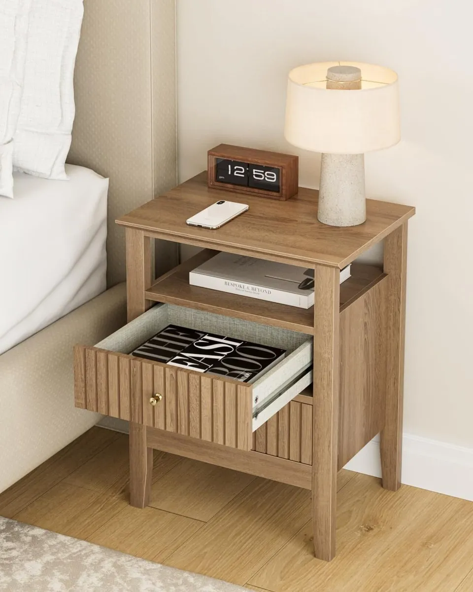 Bedside Table Chest of 2 Drawers Cabinet Wooden - Image 3