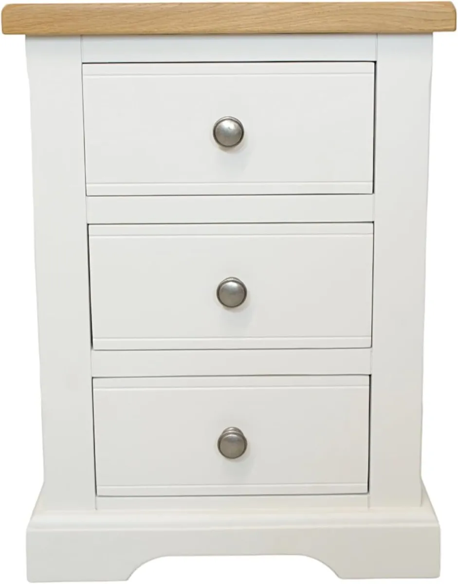 urniture XL Snow White Bedside Table 3 Drawers - Image 4