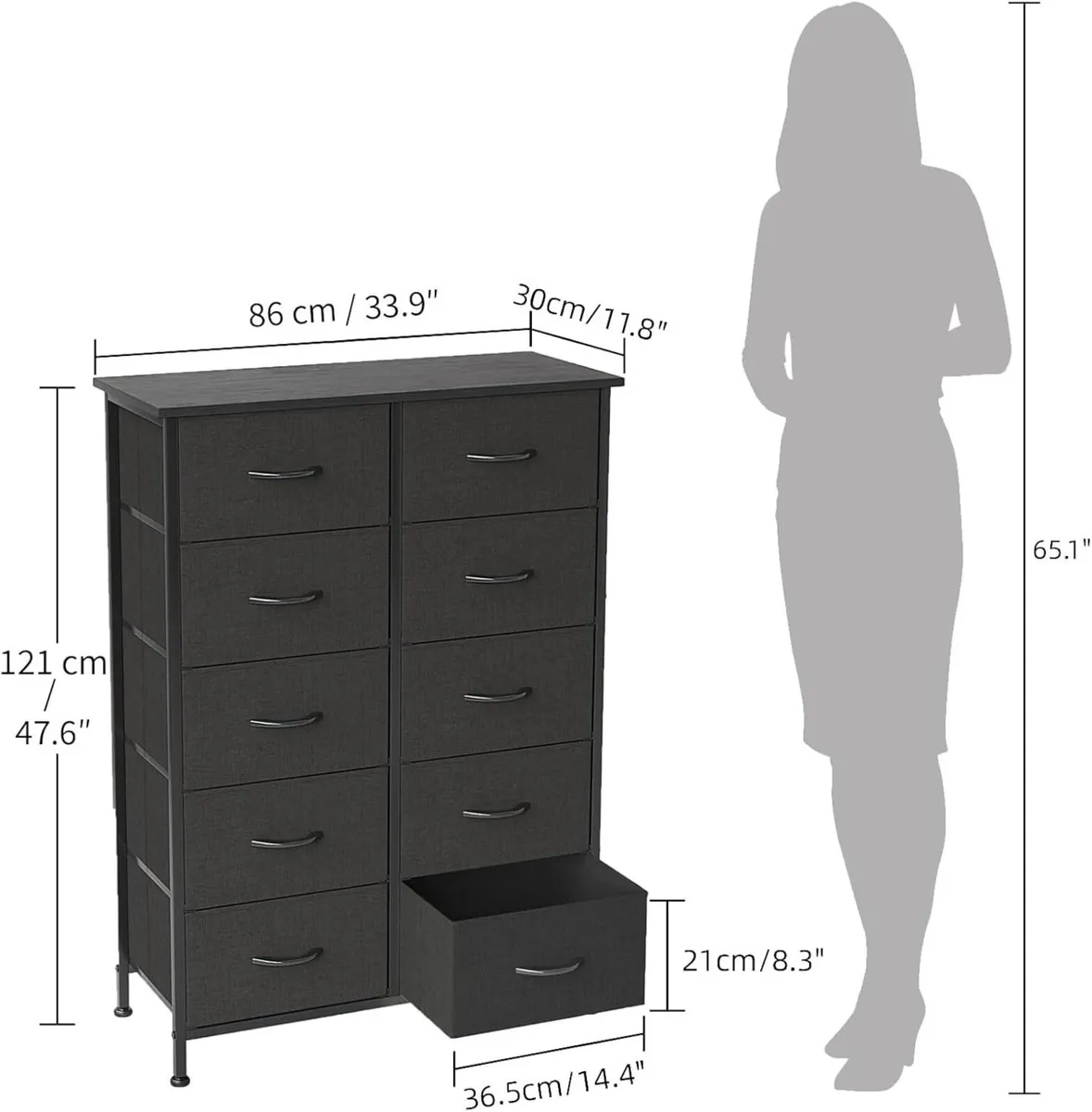 Chest of Drawers for Bedroom 10 Drawer Tall - Image 3