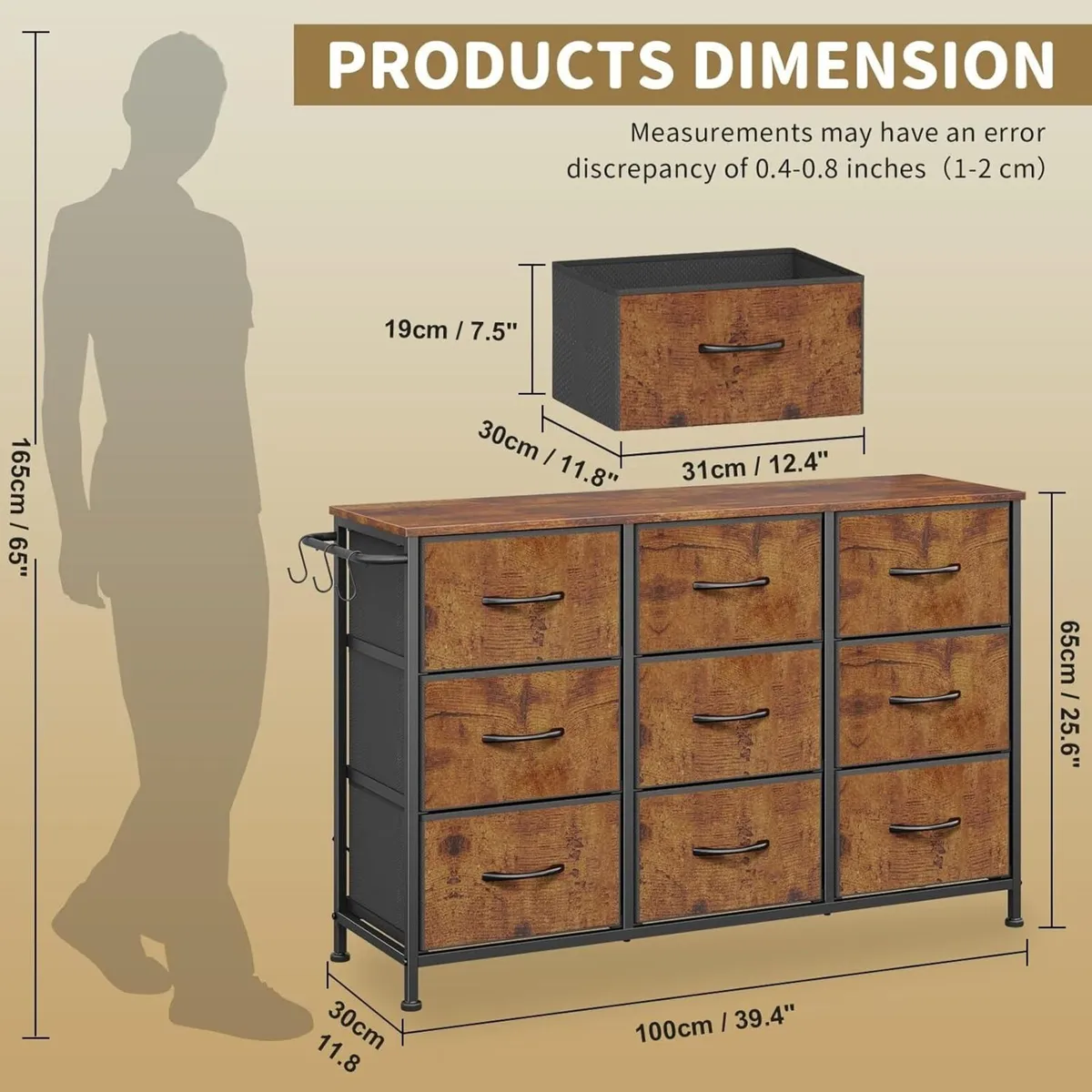 Chest of Drawers Bedroom - Hallway Rustic Clothes - Image 3