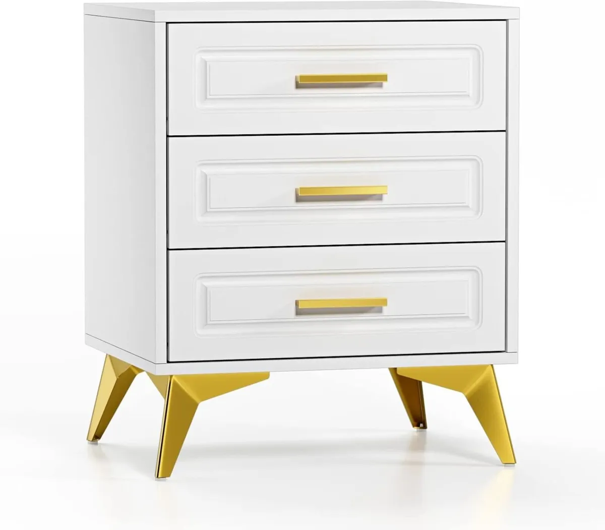 White Bedside Table with 3 Drawers Morden - Image 3