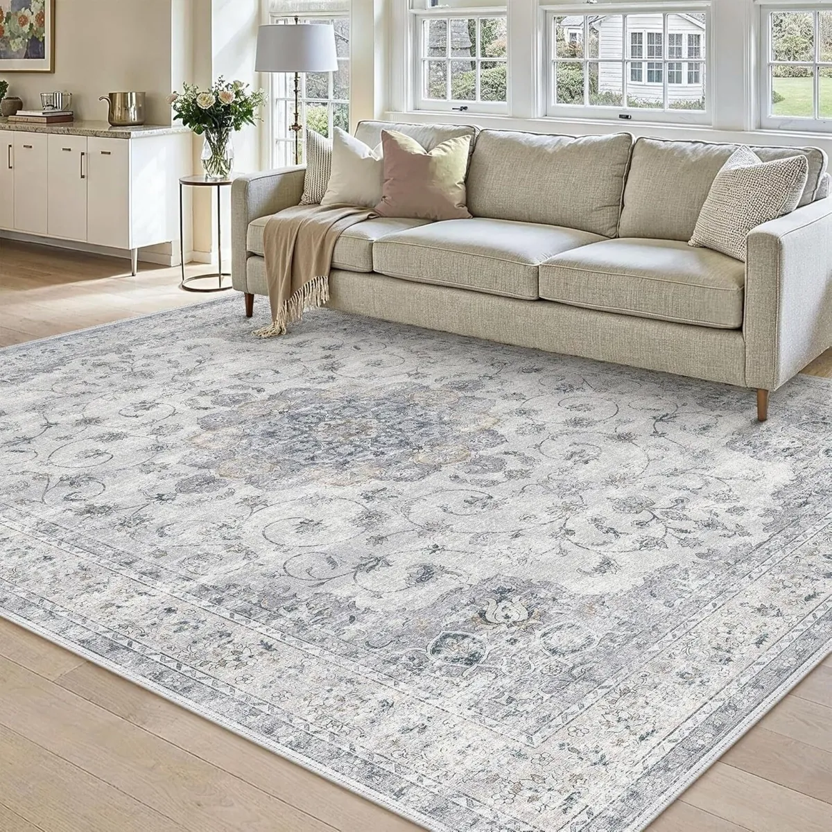 160x230cm Blue Vintage Washable Rugs for Bedroom - Image 1