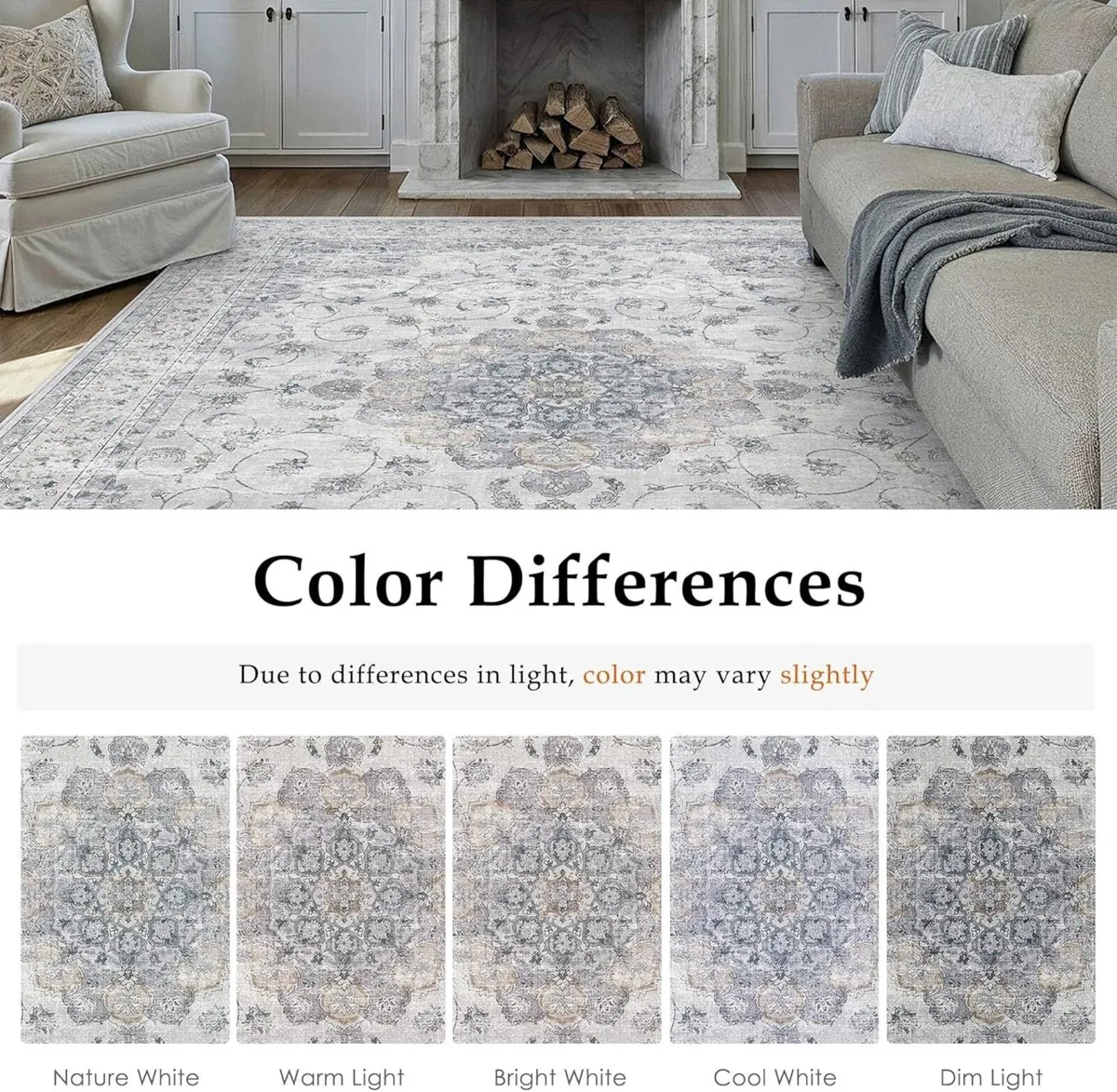 160x230cm Blue Vintage Washable Rugs for Bedroom - Image 2