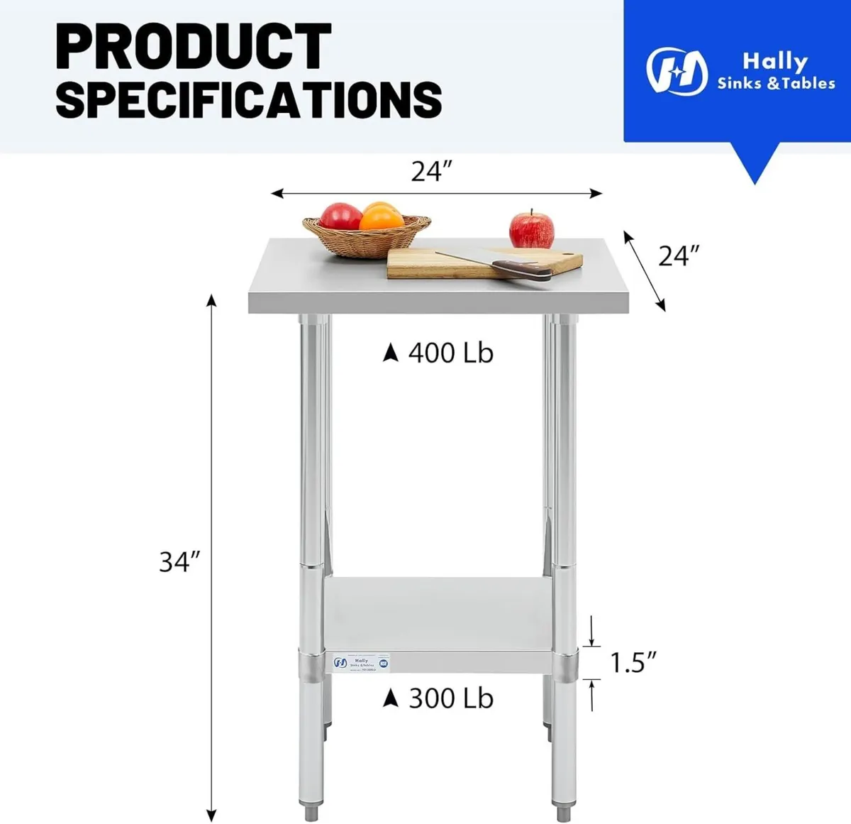 Stainless Steel Table for Prep Work 24 x Inches - Image 3