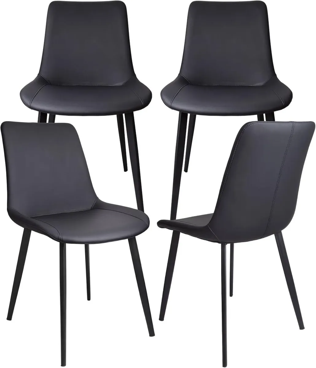 Dining Chairs Set of 4 Black Mid Century Modern - Image 1