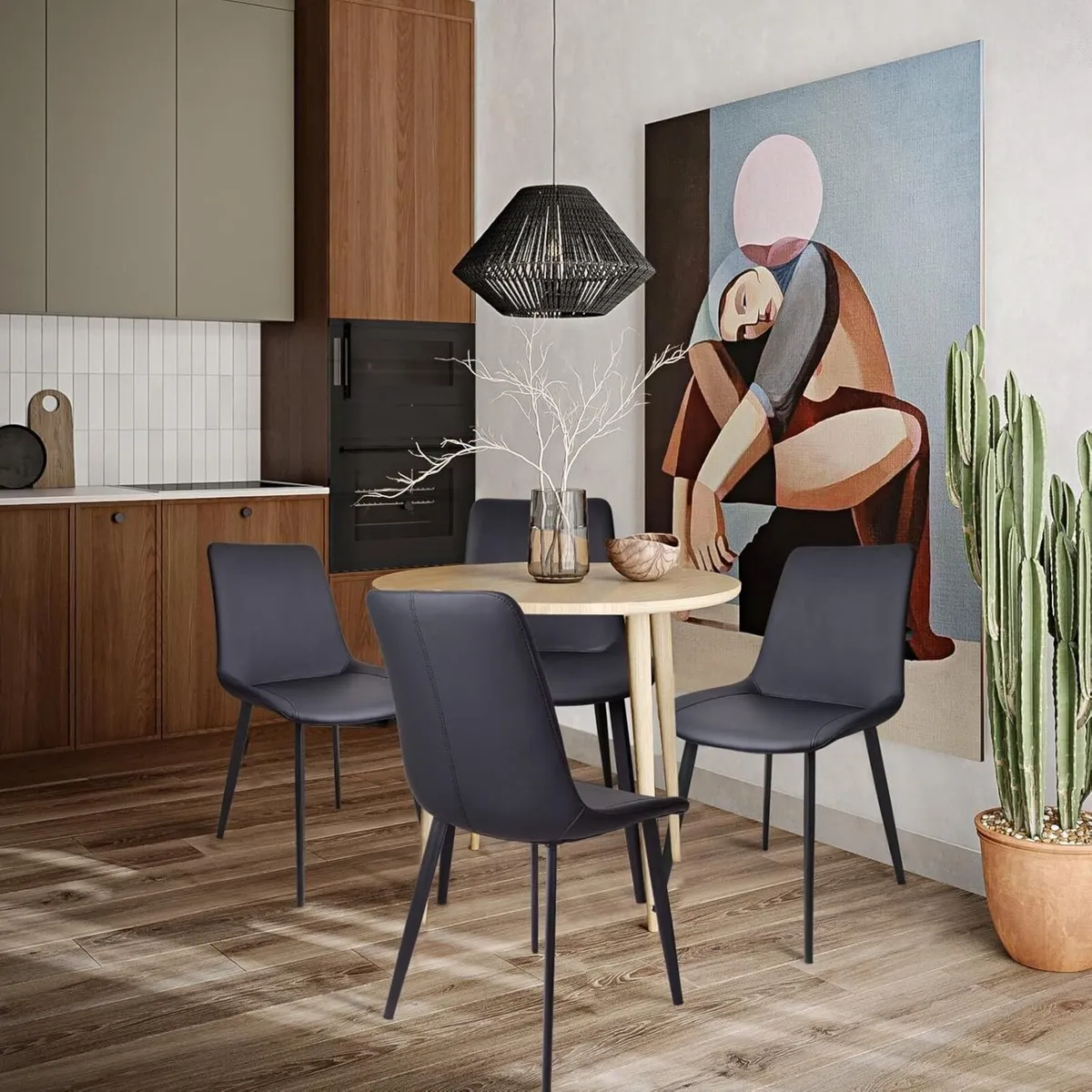 Dining Chairs Set of 4 Black Mid Century Modern - Image 2