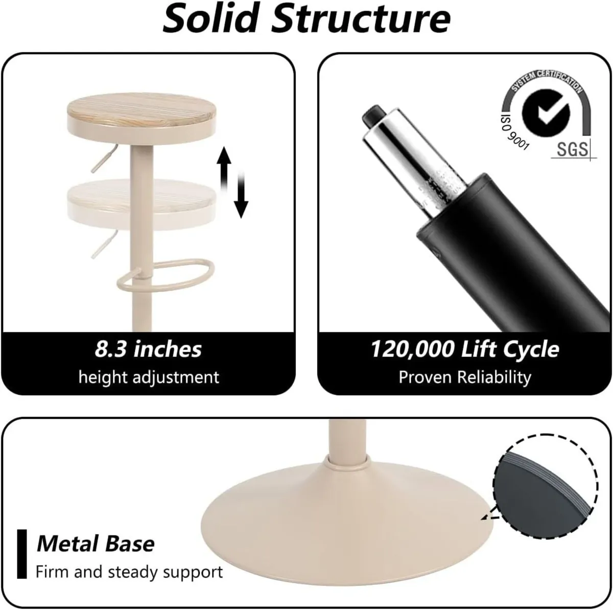 Bar Stools Solid Wood Counter Height Barstools - Image 3