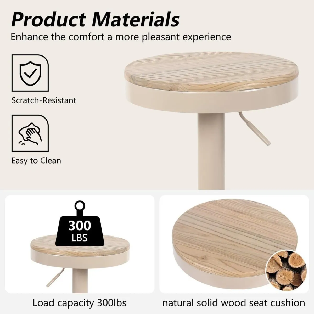 Bar Stools Solid Wood Counter Height Barstools - Image 4