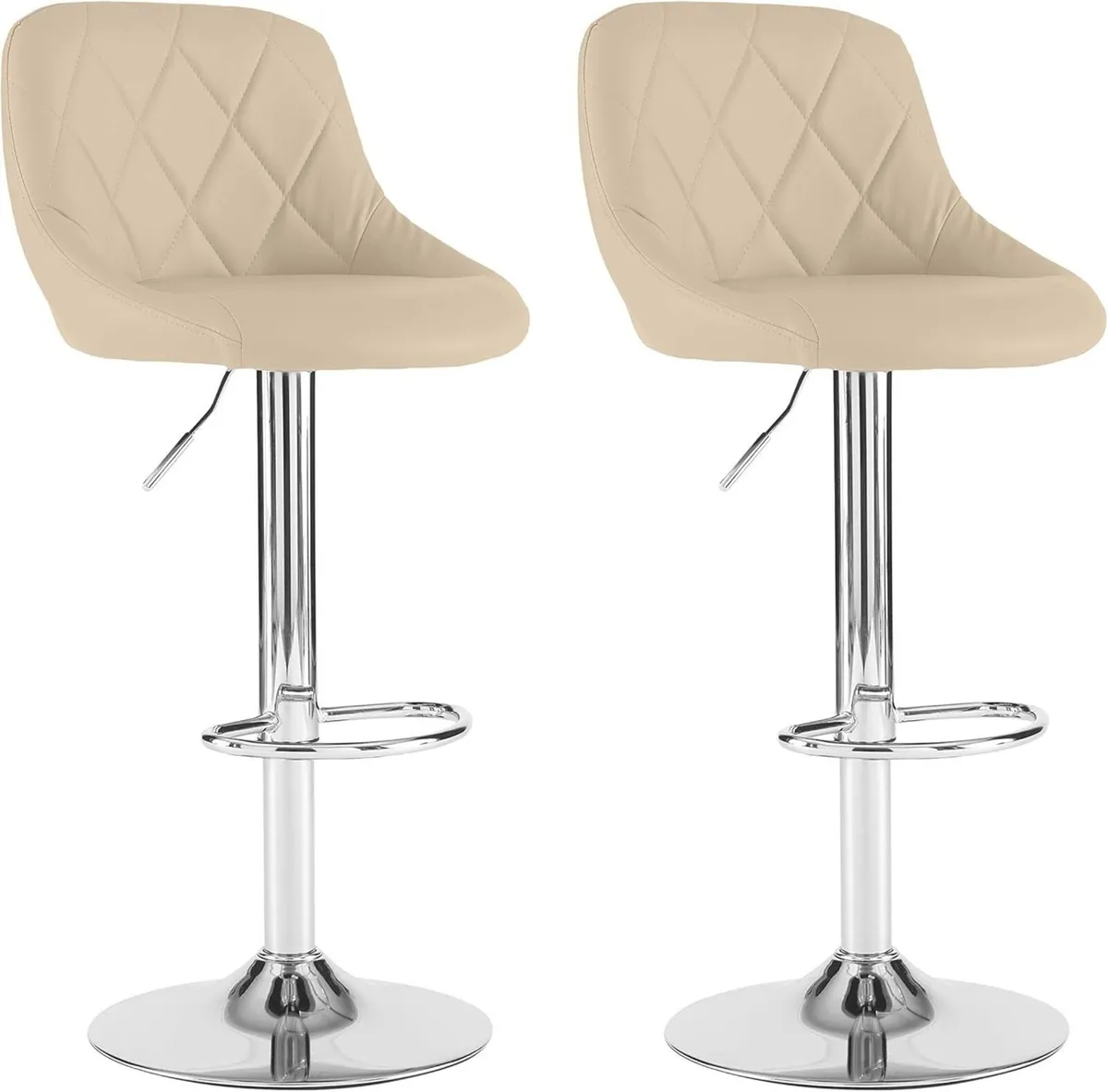 2X Madrid Chrome Gas Lift Swivel Faux Leather - Image 1