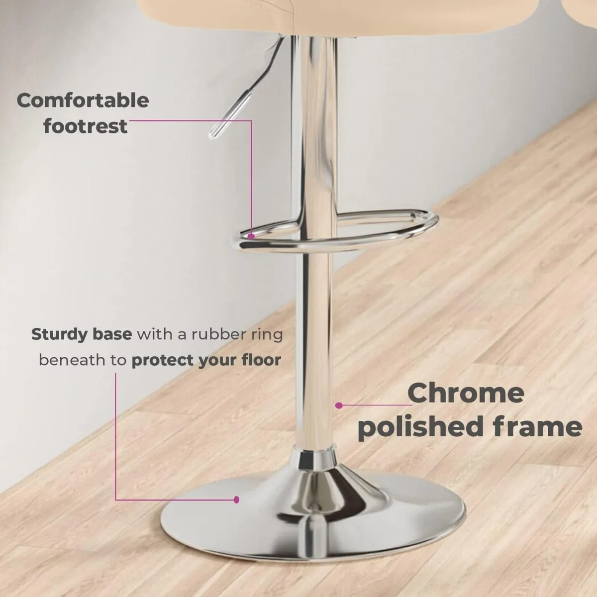 2X Madrid Chrome Gas Lift Swivel Faux Leather - Image 3