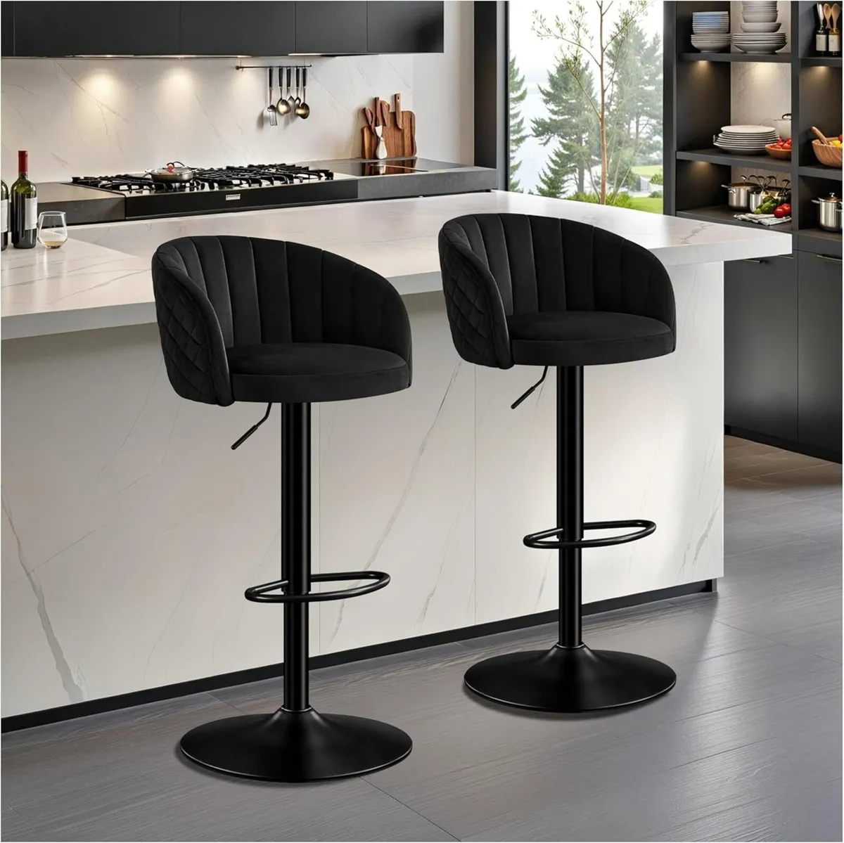 Swivel Bar Stools Set of 2 with Backs and Arms - Image 1