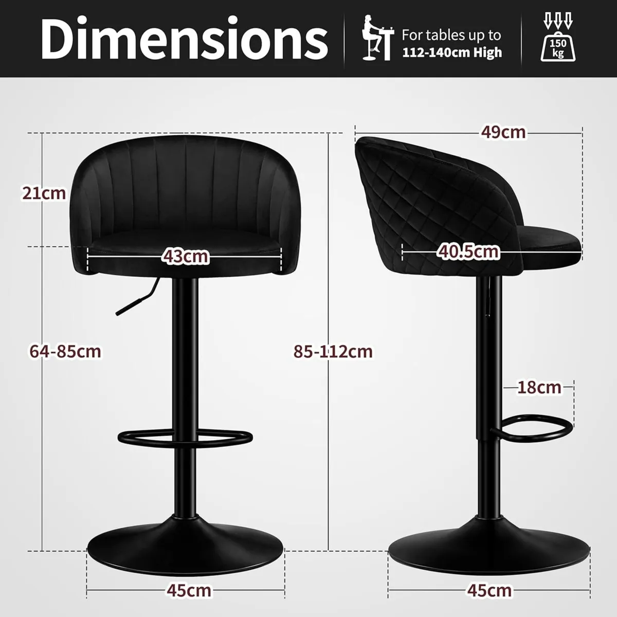 Swivel Bar Stools Set of 2 with Backs and Arms - Image 2