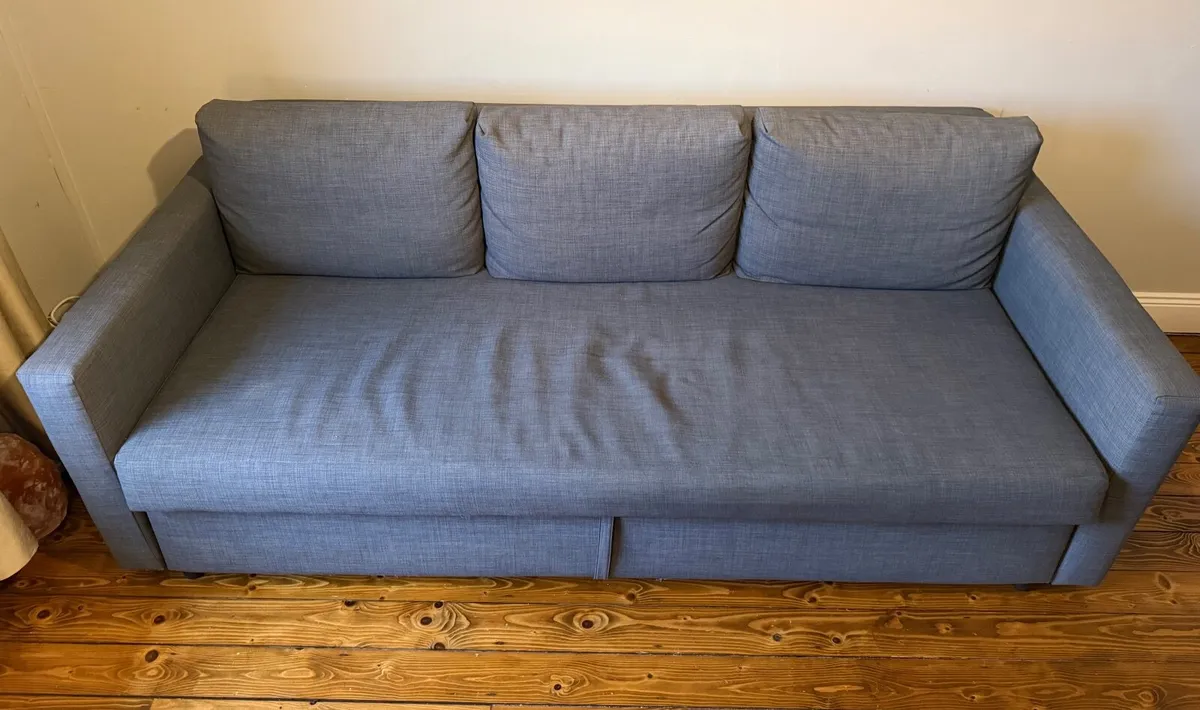 IKEA 3 Seater Sofa Bed – Dark Grey – Storage - Image 1