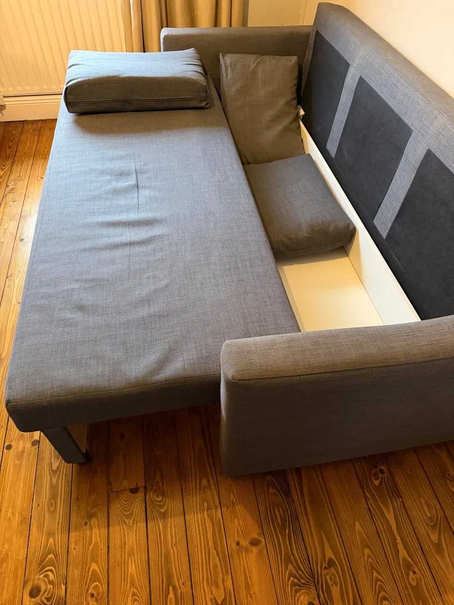 IKEA 3 Seater Sofa Bed – Dark Grey – Storage - Image 4