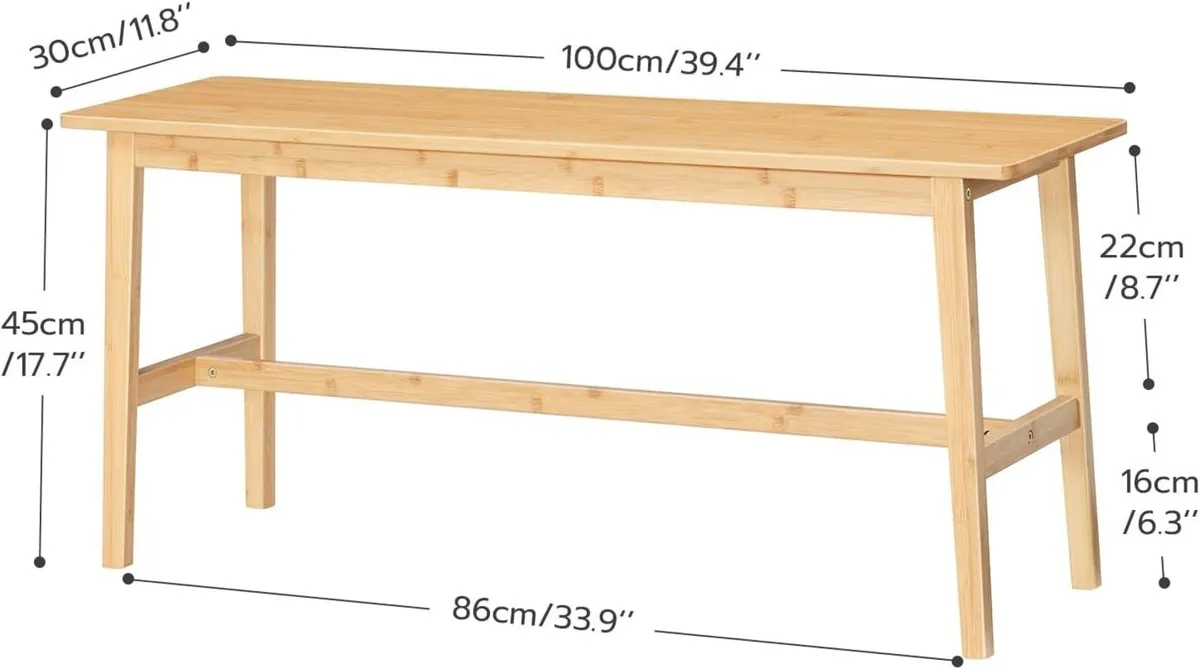 100 cm Bamboo Dining Bench Farmhouse Table Seat - Image 3