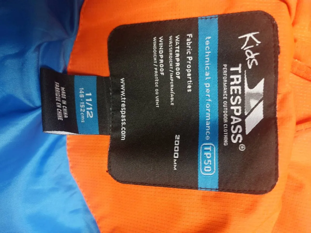 Boys Waterproof Trespass Jacket 11-12 years - Image 2