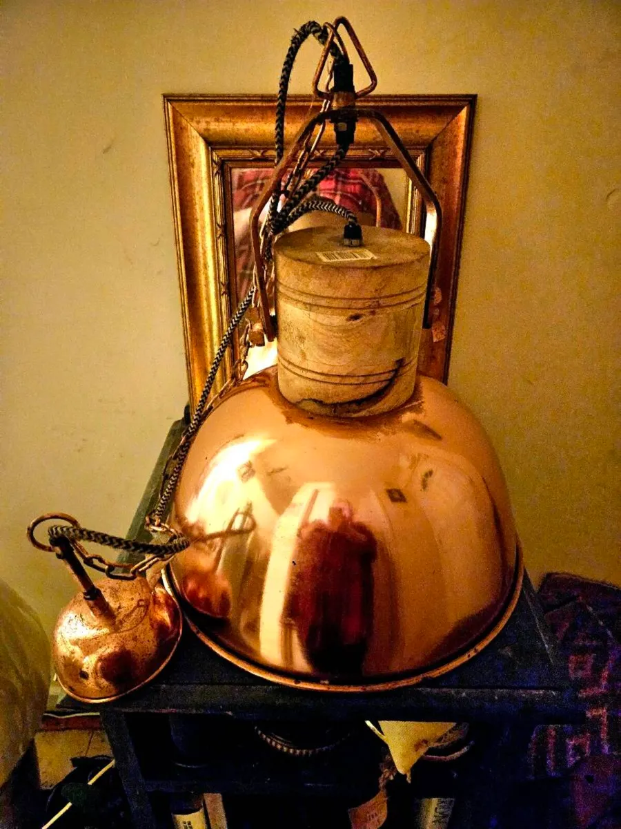 Unique Copper & Wood Large Kitchen Light Fittings - Image 3