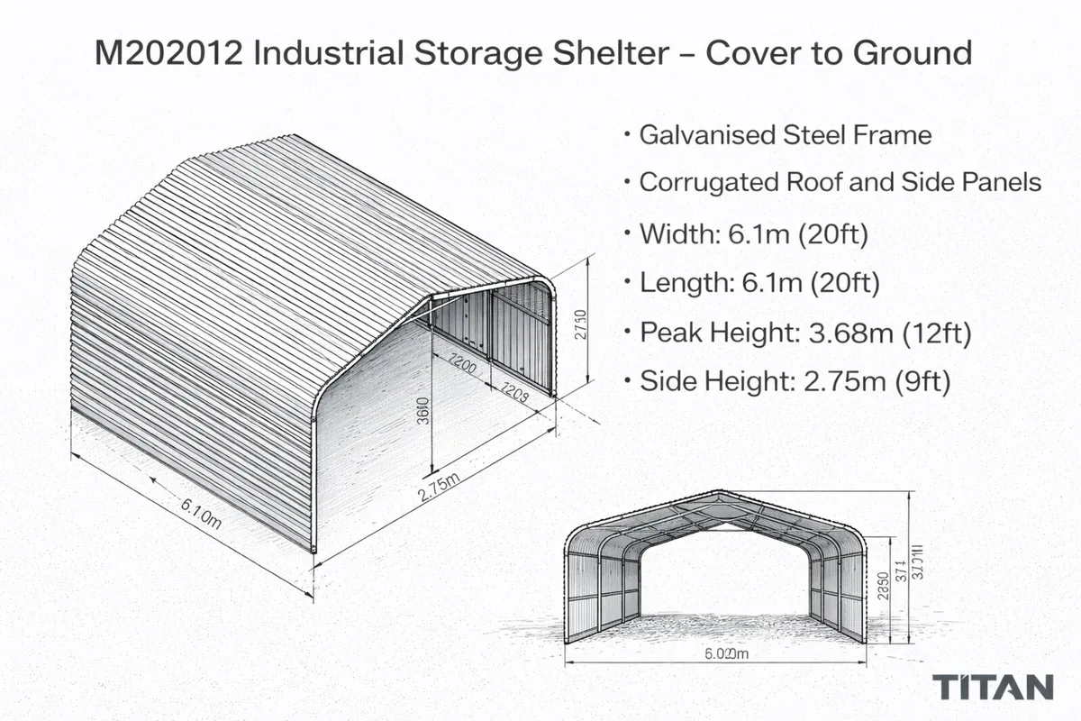 20ft x 20ft Heavy Duty Metal Carport Shelter - Image 3