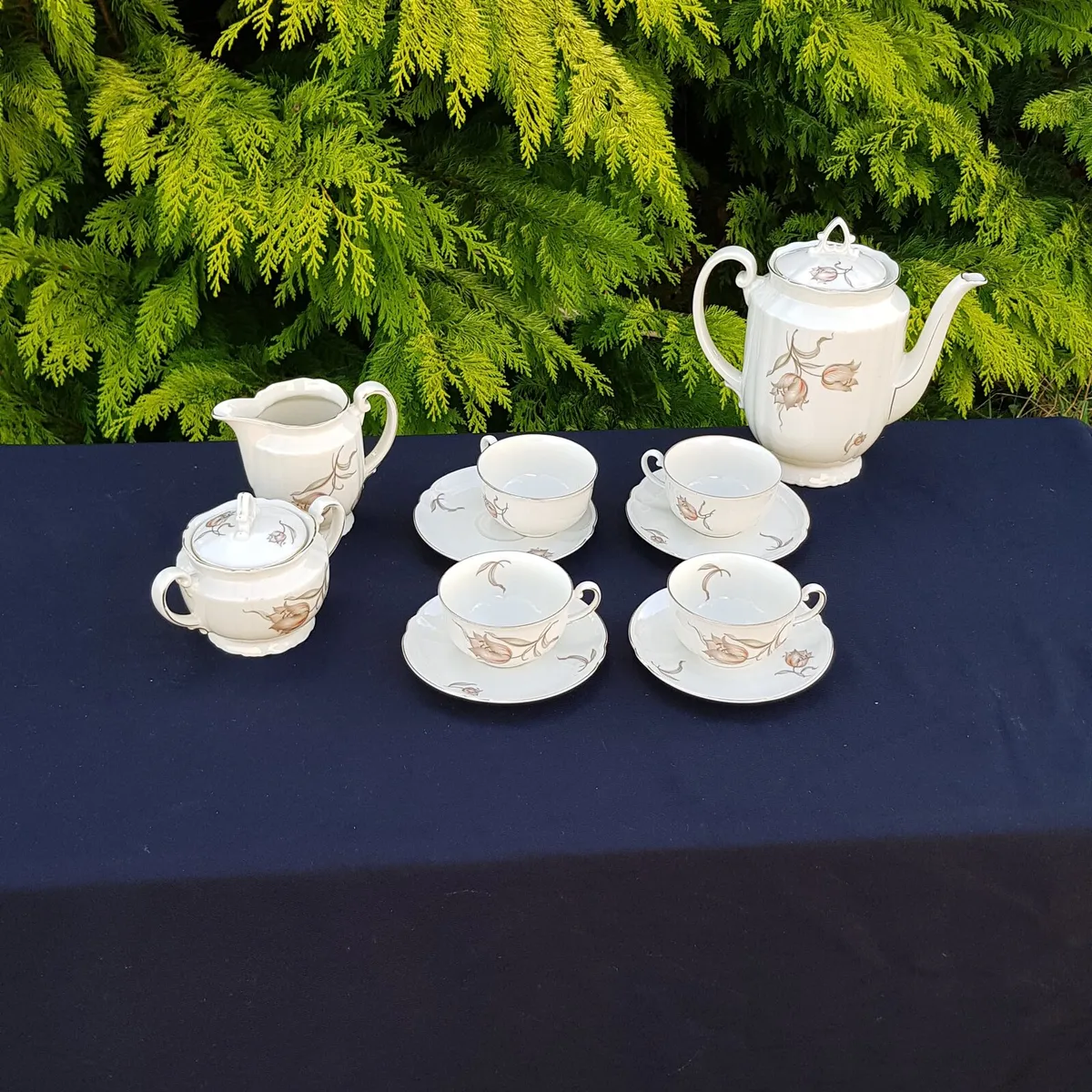 Cream china tea set