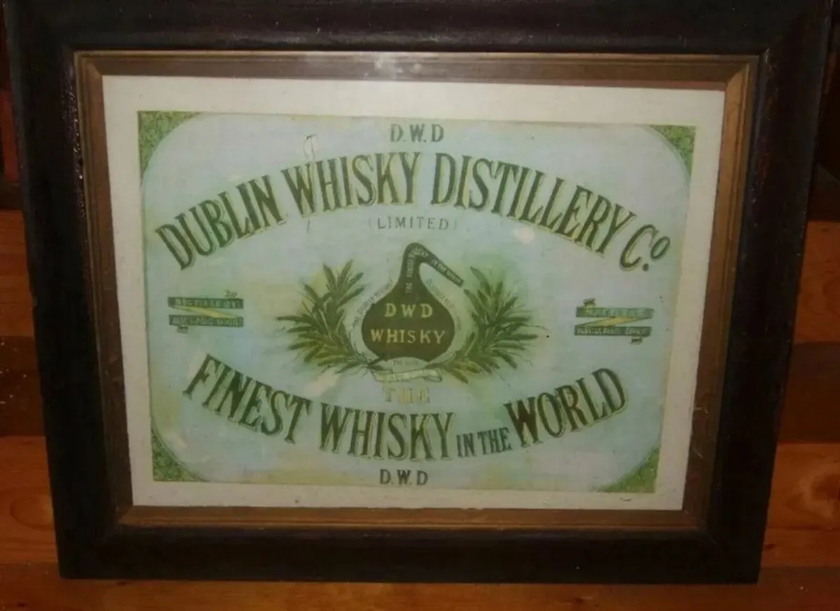 Vintage D.W.D. Dublin Whisky Distillery Framed Ad - Image 2
