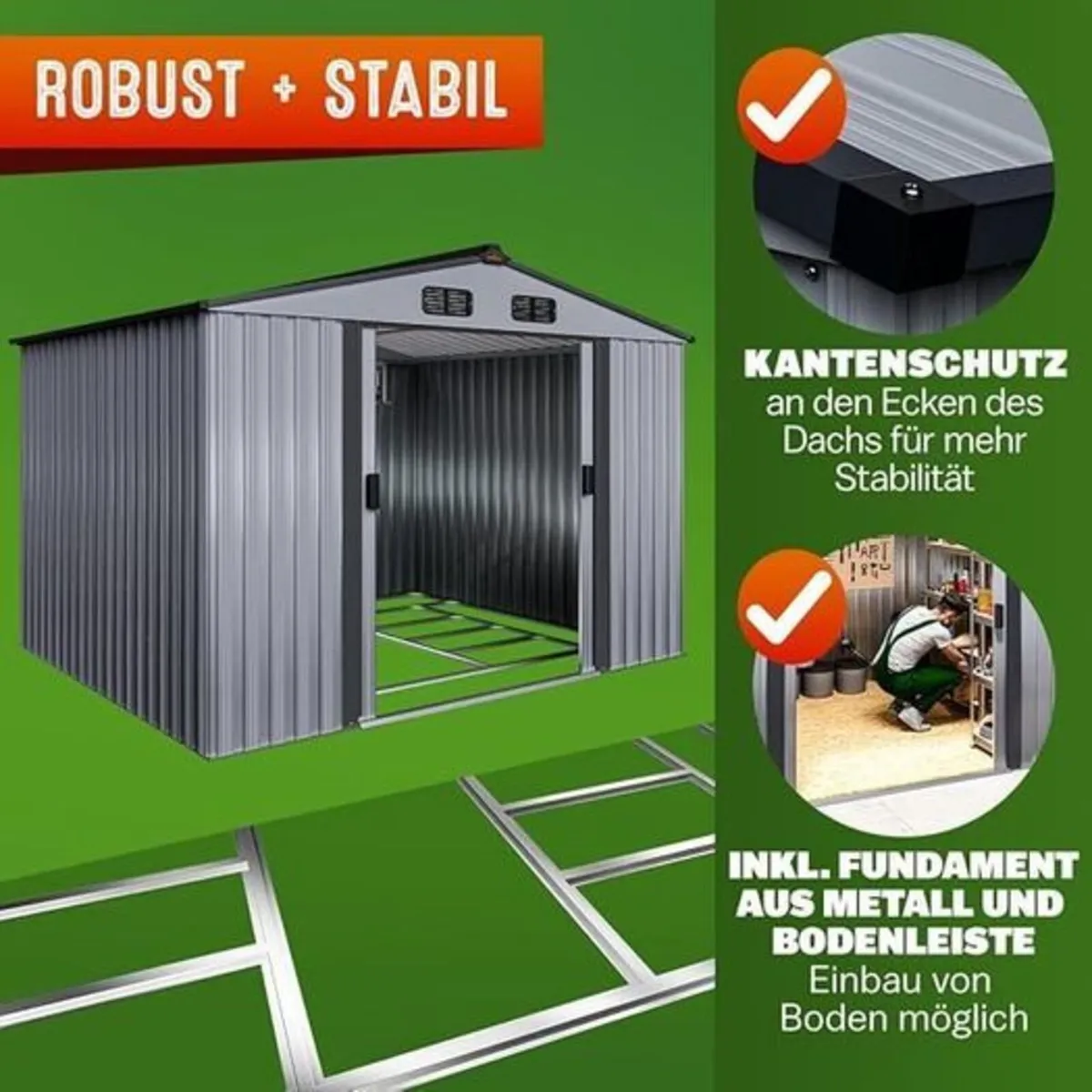 Metal Shed  8 ft 2 in x 6 ft 7 in (250 x 200 cm) - Image 3