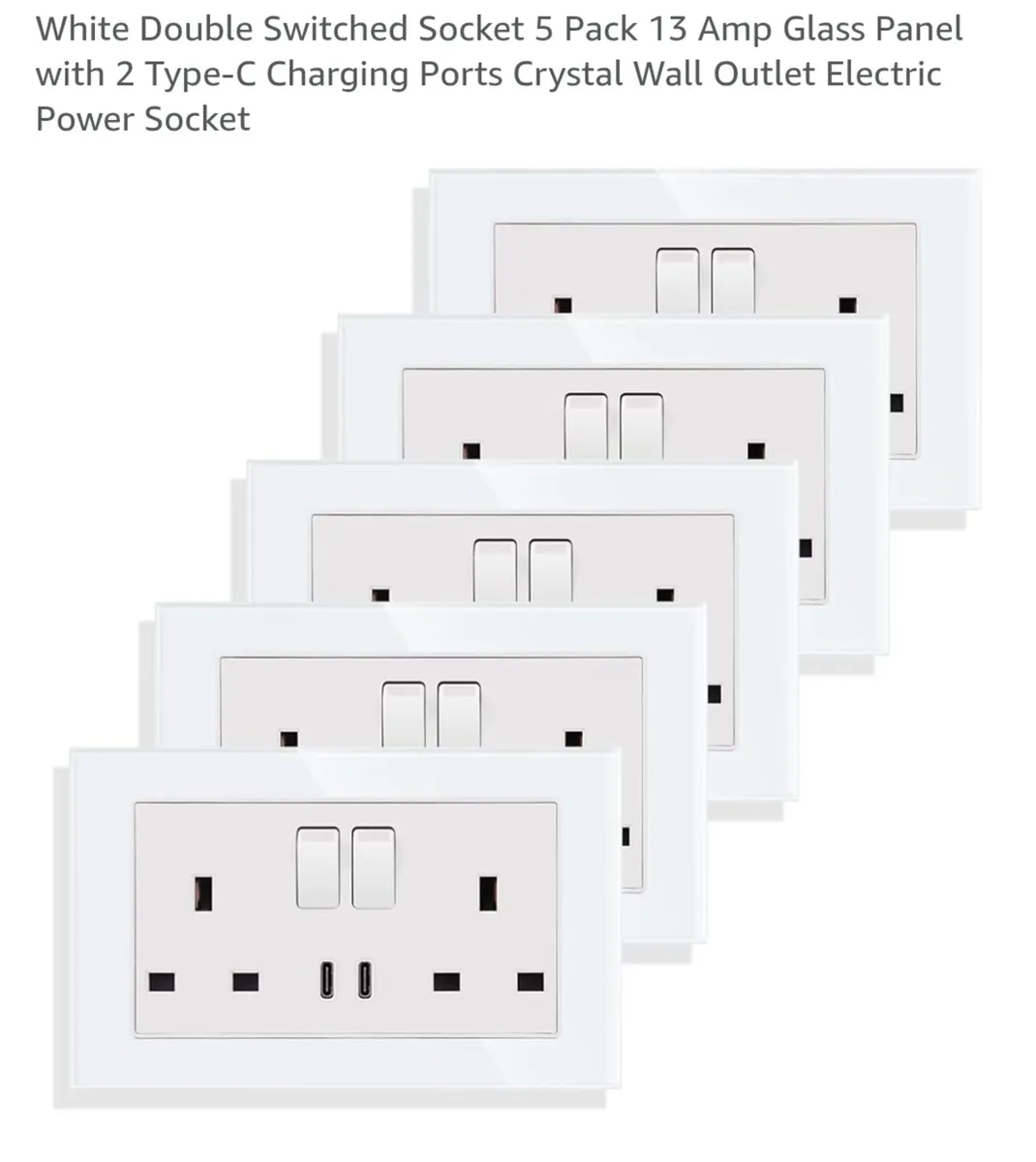 5 pk double switched socket with type C USB - Image 1
