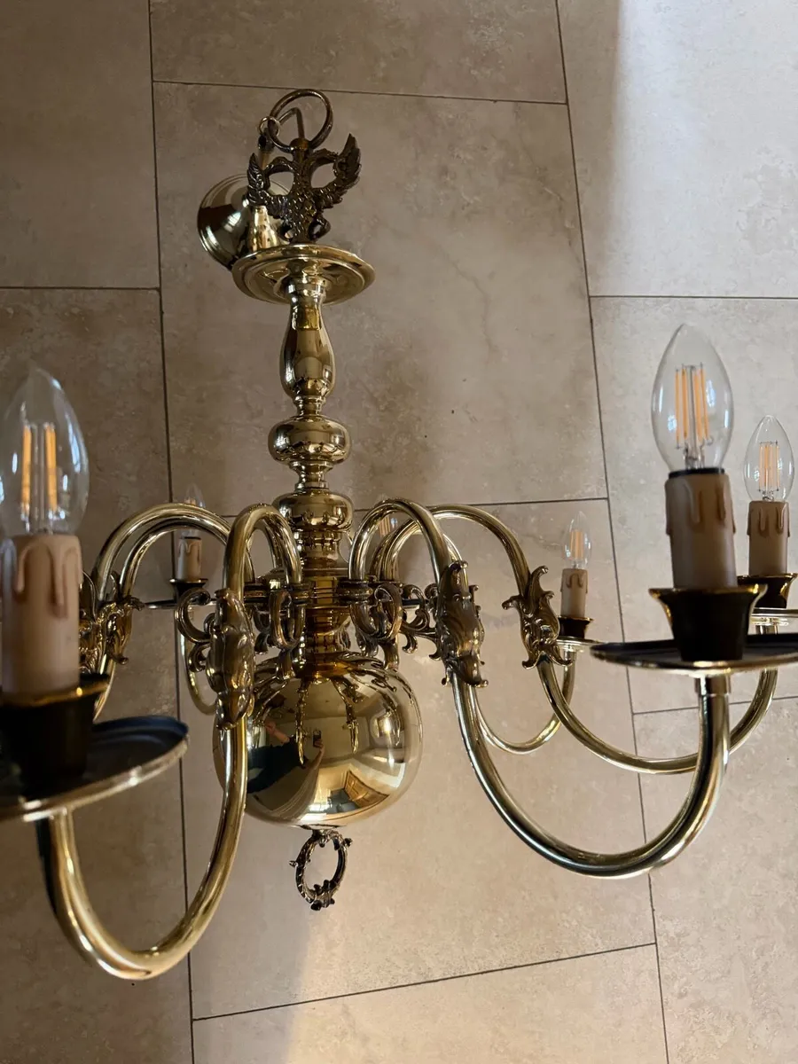Antique solid brass heavy chandelier - Image 2
