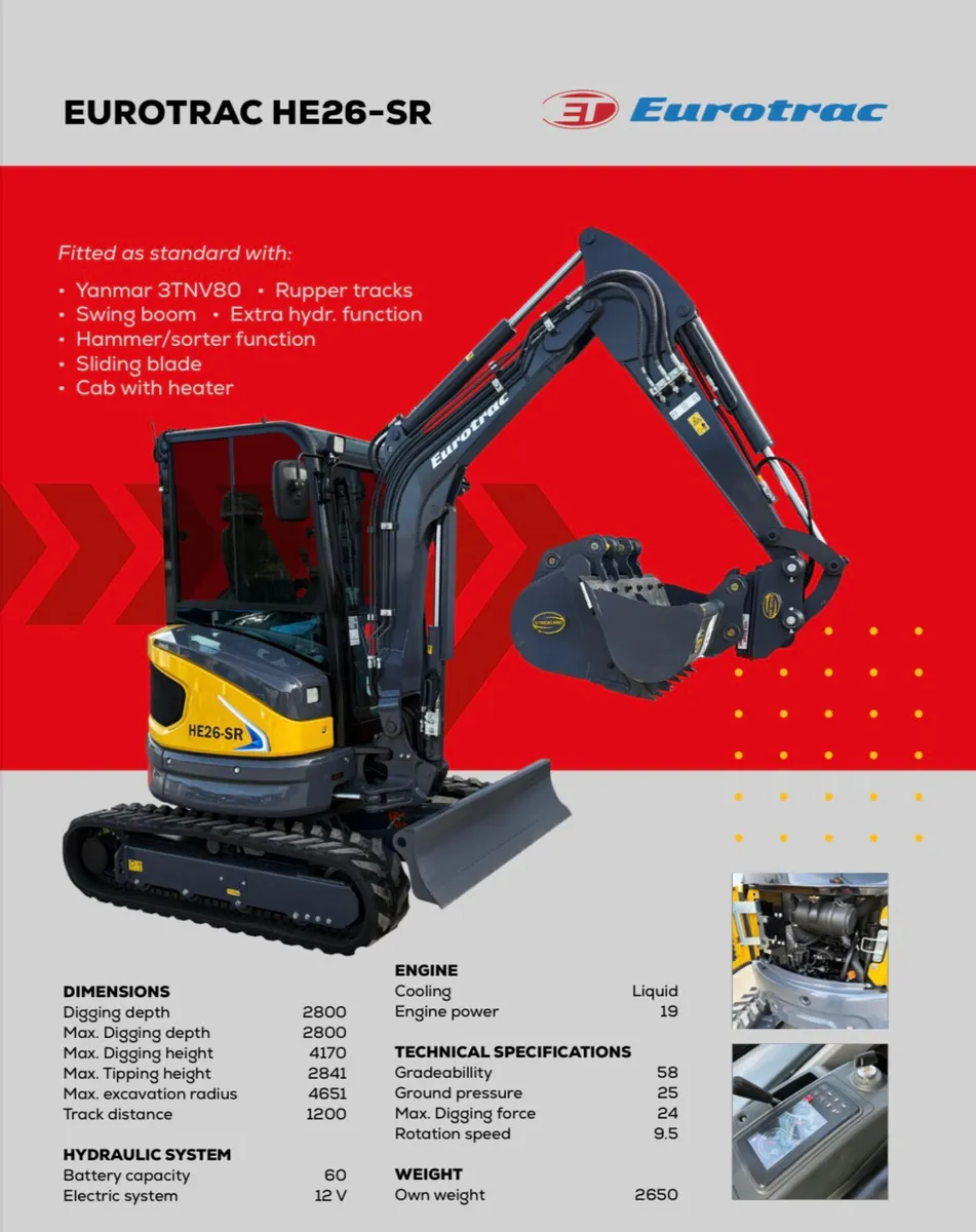 🚜 Eurotrac HE26-SR Mini Excavator - Image 2