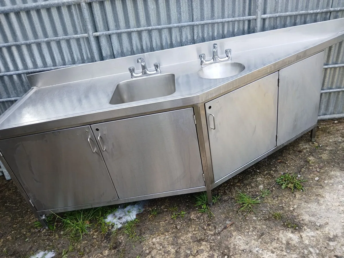 Stainless steel cabbinet double sink unit complete - Image 2