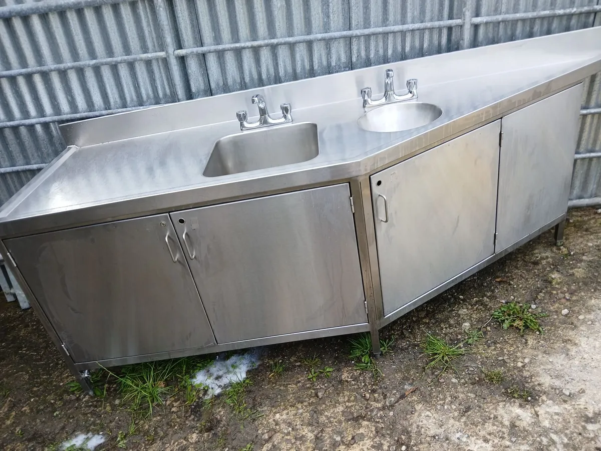 Stainless steel cabbinet double sink unit complete - Image 3