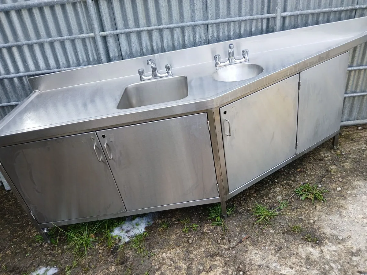 Stainless steel cabbinet double sink unit complete - Image 4
