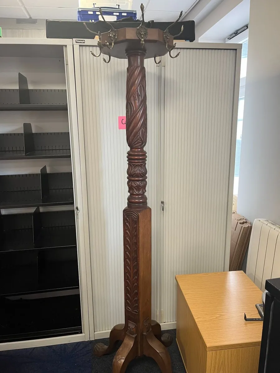 Antique Style  Coat Rack Dark Mahogany Wood - Image 1