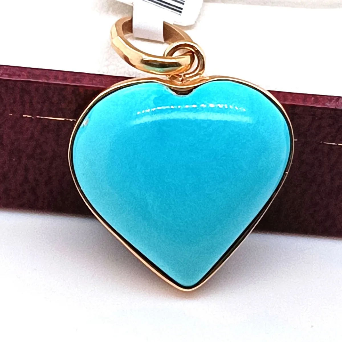 Vintage Turquoise Heart Pendant, 14k Yellow Gold - Image 2