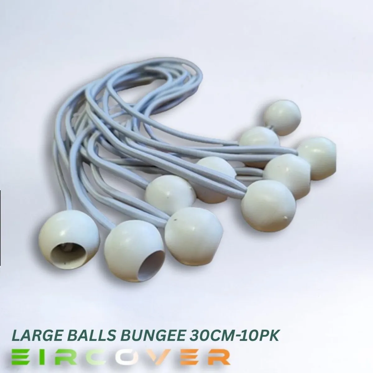 Small white bungee ball ties, 10cm (10 pk) - Image 3