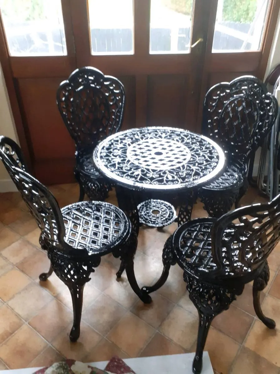 Alloy table and 4 chairs and 2 seater - Image 1