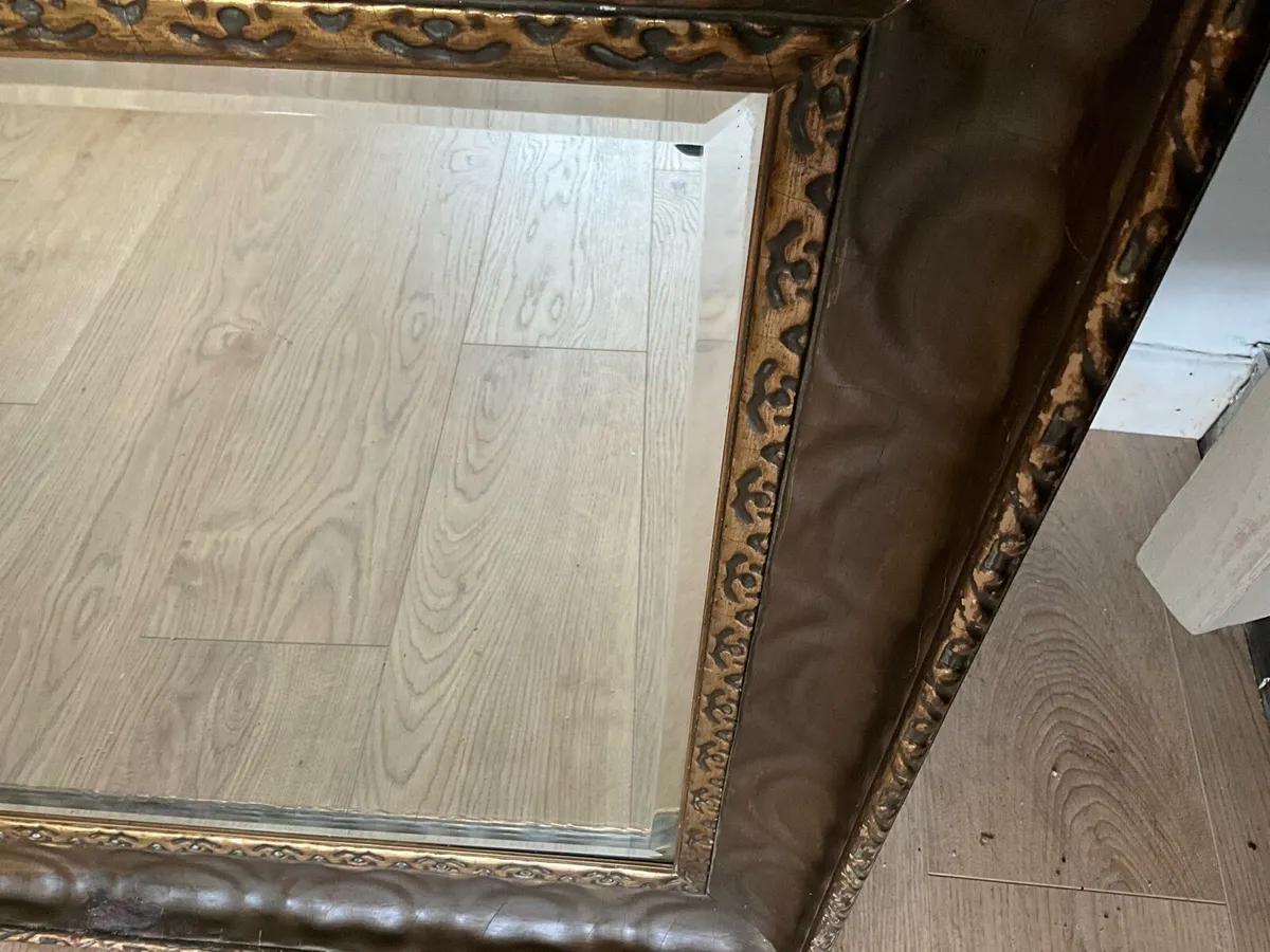 Extra Large Antique Brass & Metal Wall Mirror - Image 4