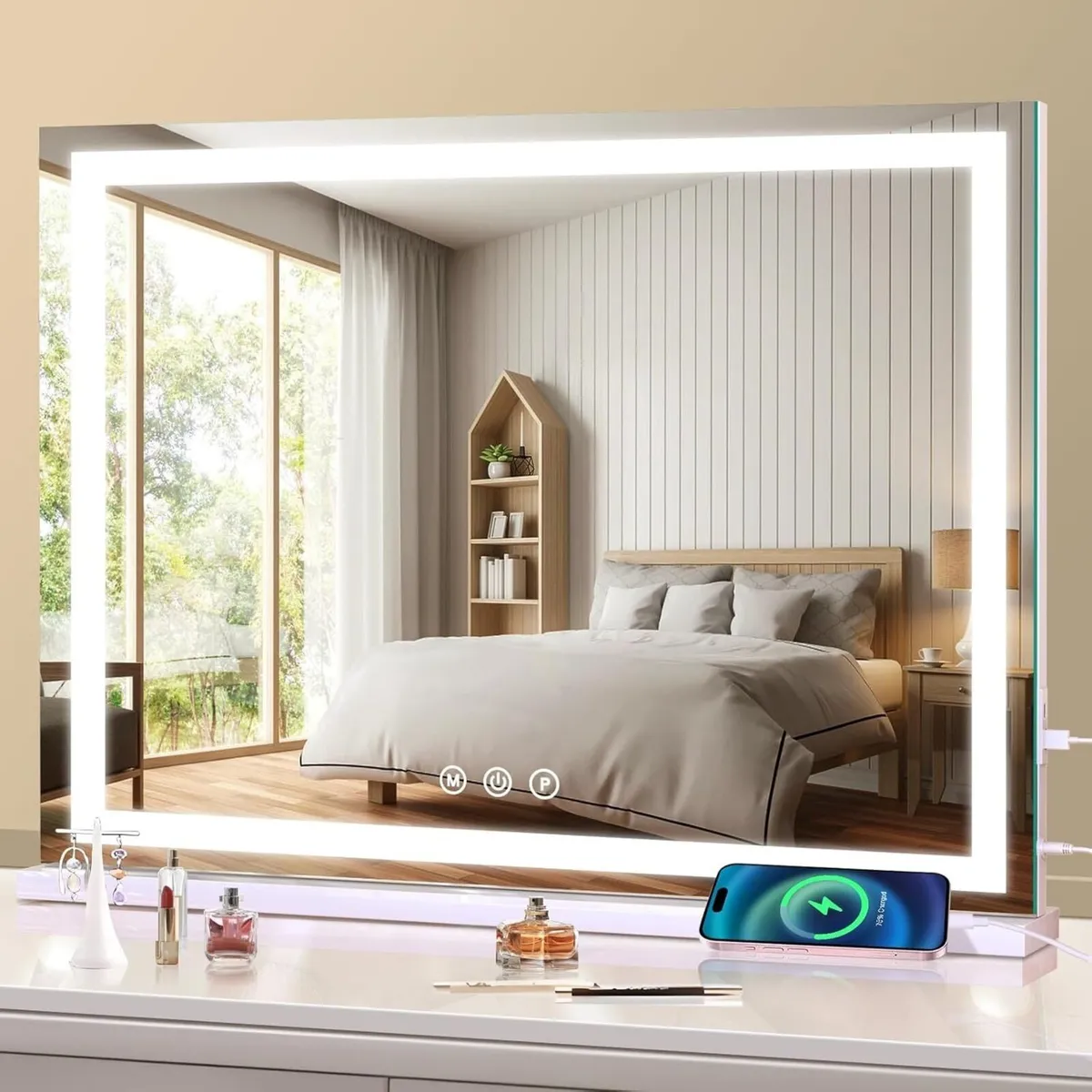 Hollywood Vanity Mirror with Lights 58 x 48cm - Image 1
