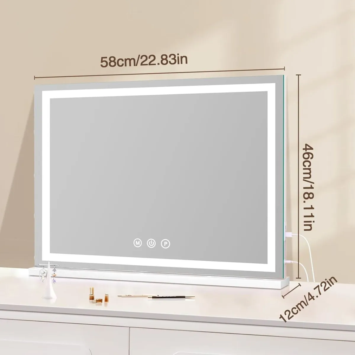 Hollywood Vanity Mirror with Lights 58 x 48cm - Image 2