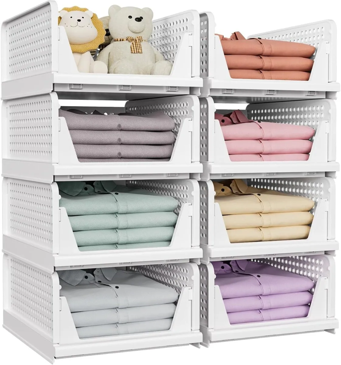 8 Pack Stackable Closet Storage Boxes Multifunctio - Image 1