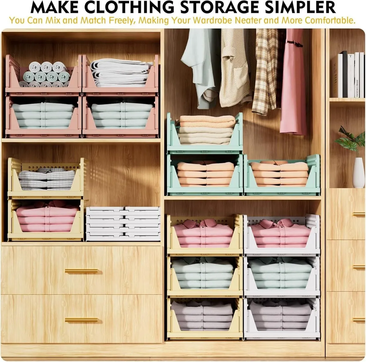 8 Pack Stackable Closet Storage Boxes Multifunctio - Image 4