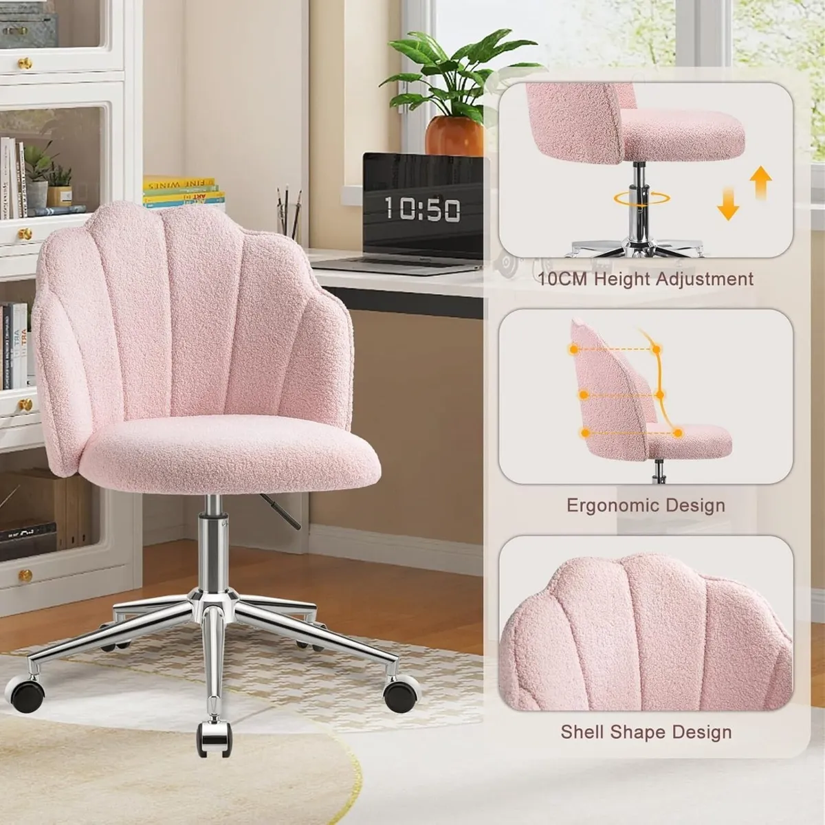 Vanity Chair for Dressing Table with Wheels - Image 3