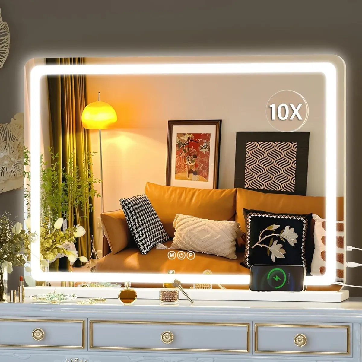 Vanity Mirror with Lights 70 x 50cm LED Makeup - Image 1