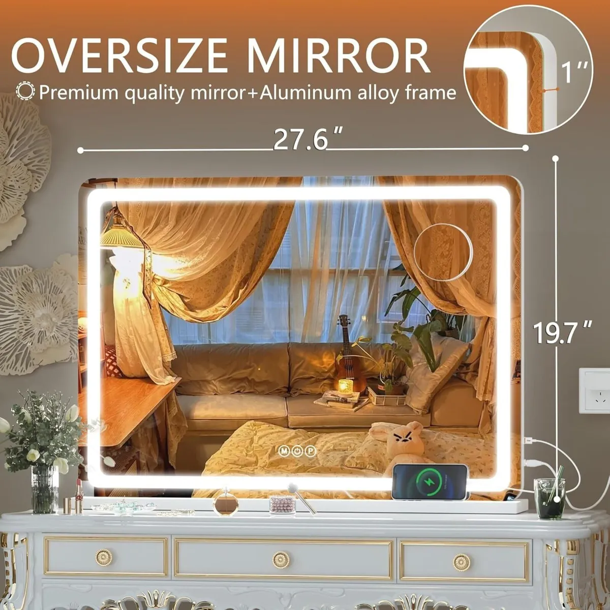 Vanity Mirror with Lights 70 x 50cm LED Makeup - Image 2