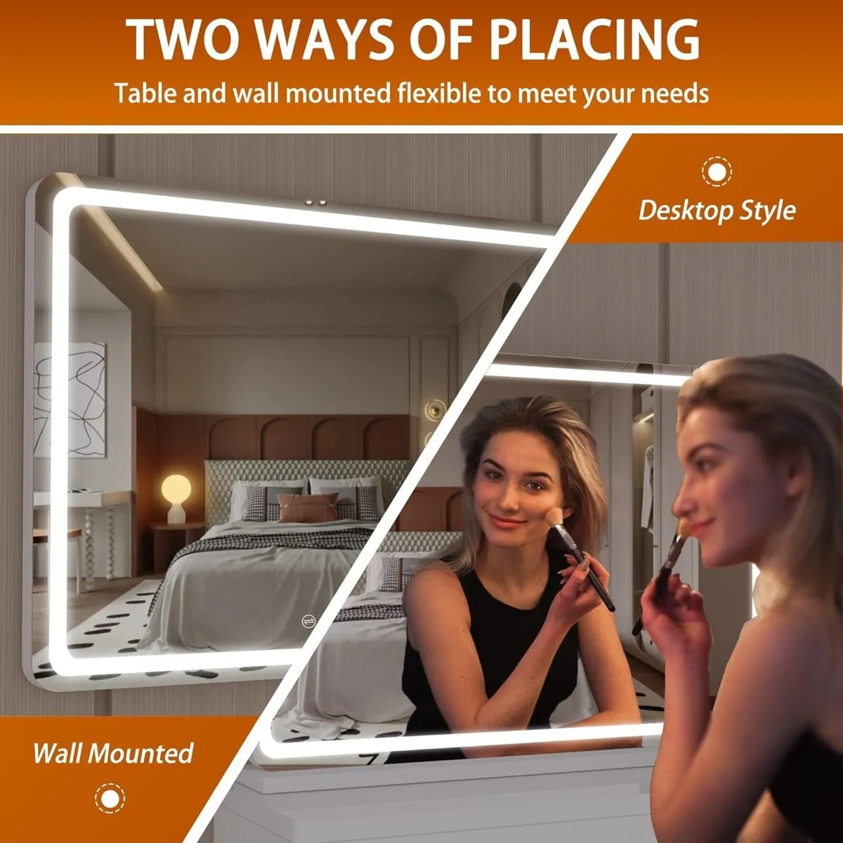 Vanity Mirror with Lights 70 x 50cm LED Makeup - Image 4