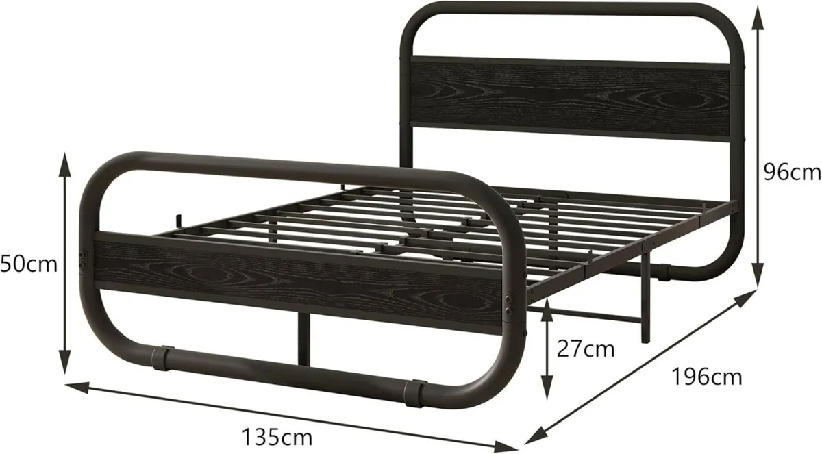 Double Bed Frame with Headboard Metal Platform - Image 2