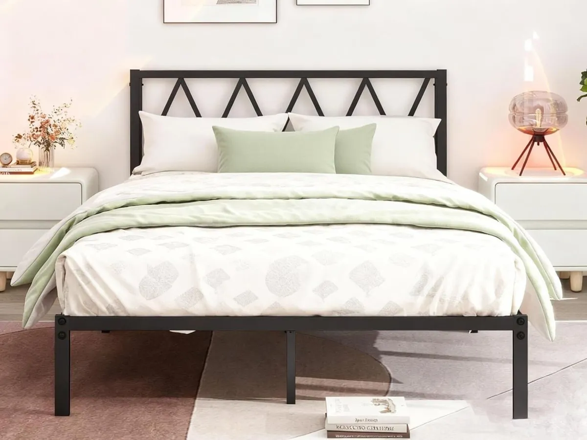 King Size Bed Frame with Headboard Heavy Duty - Image 1