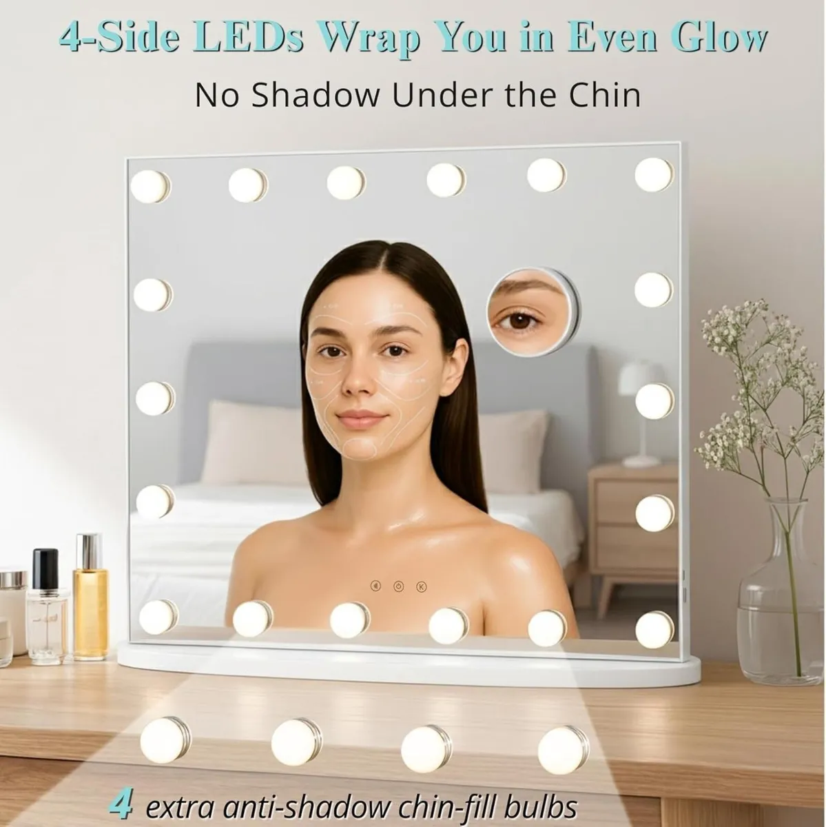 Hollywood Vanity Mirror with Lights 60 x 52 cm - Image 3